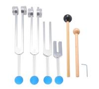 Muuoeou 4Pcs Tuning Fork Set(128Hz, 136.1Hz, 528Hz, 4096Hz), for Healing Chakra,Sound Therapy,Reliever Stress Easy to Use,Silver