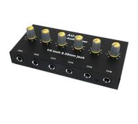 Muuoeou 6 Channel Audio Mixer Headphone Microphone Mic Amplifier Hub Distributor 6.35mm Jack 1/4 TRS Amplifier
