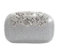 Muuoeou Clasp Silver Diamante Crystal Diamond Evening Bag Clutch Purse Bridal Prom