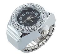 Muuoeou Crystal Quartz Ring Alloy Unisex Black Watch