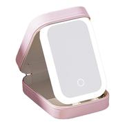 Muuoeou LED Three-Color Adjustable Makeup Mirror Adjustable Makeup Mirror with Lights Rechargeable Lighted Makeup Mirror,C