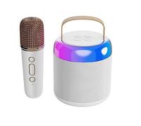 Muuoeou Microphone Bluetooth Speaker National Singing Home KTV Portable Outdoor Audio (White)