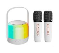 Muuoeou RGB Colorful LED Light Bluetooth 5.3 PA Speaker Wireless Dual Microphones KTV System 3D HIFI Stereo Surround Easy to Use