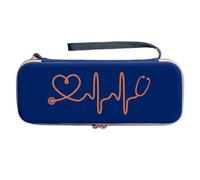 Muuoeou Stethoscope Storage Box EVA Portable Travel Carrying Case with Mesh Bag, Hard Drive,Pen,Medical Organizer Blue