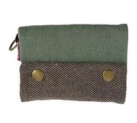 Muuoeou Unisex Men Women's Three Layer Folded Manual Canvas Wallet Bag With Multi Card Holder,Boy Girl's Multifunction Coin Purse（Green）