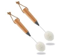 Muuoeou Wine Glass Cleaning Brush Flute and Stemware Brush Non Scratch Foam Bristle Brush with Wooden Handles 2Pcs