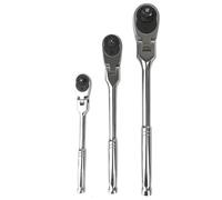 Muuookka 3-Piece Flex-Head Ratchet Set 1/4", 3/8", 1/2" Drive Ratchet 72-Tooth Quick-Release Flexible Swivel Head Ratchet Wrench