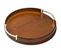 Muuookka Bamboo Round Light Luxury Home Kitchen Tray Home Restaurant Tea Set Small Portable Fruit Snack Tray L