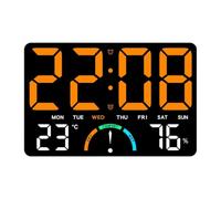 Muuookka Digital Wall Clock with Large LED Display Date, Temperature&Humidity,Modern Electric Wall Clock for Living Room, Home, Office, Farmhouse A