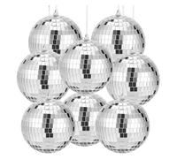 Muuookka Disco Ball 8Pcs 4 Inch Mirror Hanging Small Mirror Ball with Attached String for Home for Stage Decorations Prop