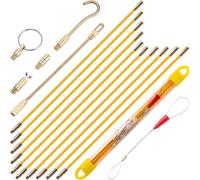 Muuookka Fiberglass Fish Tape Tool Kit with 5 Attachments and Electric Wire Cable Pulling Running Functionality