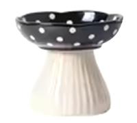 Muuookka For Food& for Water Mushroom Cat Bowl Ceramic Elevated Shelf, Beard-Friendly Raised Plate for Flat Inclined Cats Black