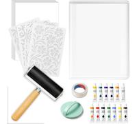 Muuookka Gel Printing Plate Kit-for Art for Art Supplies Includes 5" X 7" Gel Plate, Brayer, Acrylic Paint, A5 Printmaking Paper& Essential Tools