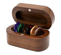 Muuookka Guitar Pick Holder Set Guitar Pick Case Set with 2 Color Wood Picks and 8 Celluloid Picks Guitar Pick Holder, Mini Jewelry Box Guitar Music Accessories Gifts for Son, Mother, Father, Friend,