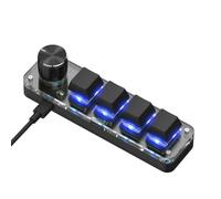 Muuookka One-Handed Macro Mechanical Keyboard RGB Lighting, 4 Keys Fully Programmable for Gaming for Knobs and Keys