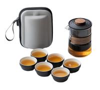 Muuookka Portable Travel Tea Set Ceramic Anti-Hot Tea Cup One Pot Four Glass Simple Chinese Style White