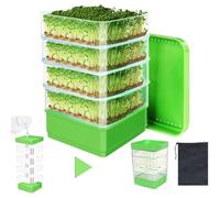 Muuookka SeedSprouting Kit with Drain Holes and Drain Tray- 4-Tier Design, Upgrade Stackable Microgreens Fresh for Beans& Alfalfa Seed