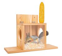Muuookka Squirrel Feeder for Outside, Wooden for Outdoor Picnic Table Feeder, Squirrels Nesting House Box, Wooden Squirrel Feeders