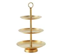Muuookka Three-Layer Stainless Steel Fruit Tray Dessert Cake Stand Afternoon Tea Trays Kitchen Living Room Tray Gold