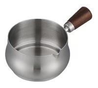 Muuookka Wooden-Handled 180ML Stainless Steel for Making Sauce Espresso Coffee Cup for Reheating Soup A