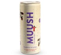 MUUSH Raspberry & Lychee ENERGY DRINK - 12 Pack of 250ml Sparkling Cans - Low Sugar Soda with Lion’s Mane - Healthy Drinks with Natural Energy, Vegan & Gluten Free