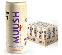 MUUSH Sparkling Drink | Raspberry & Lychee with Lion’s Mane | Brain Boost, Gut Health, Natural Energy | Low Sugar, Vegan Functional Beverage with Naturally Sweetened | Low Calorie | 12 cans x 250ml