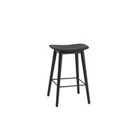 Muuto Fiber Bar Stool w. Wood Base Black/ Black H66 cm