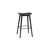 Muuto Fiber Bar Stool w. Wood Base Black/ Black H76 cm