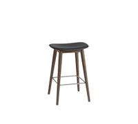 Muuto Fiber Bar Stool w. Wood Base Black/ Dark Brown H66 cm