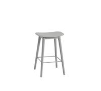 Muuto Fiber Bar Stool w. Wood Base Gray/ Gray H66 cm