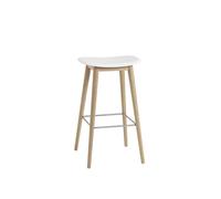 Muuto Fiber Bar Stool w. Wood Base White/ Oak H76 cm