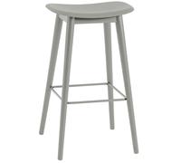 Muuto - Fiber Bar Stool Wood 75 cm, Grey - Grey
