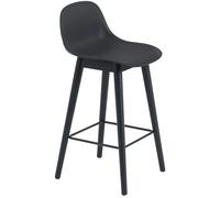 Muuto - Fiber Bar Stool Wood With Backrest 65 cm, Black - Black
