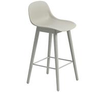 Muuto - Fiber Bar Stool Wood With Backrest 65 cm, Grey - Grey