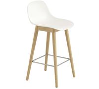 Muuto - Fiber Bar Stool Wood With Backrest 65 cm, Natural White / Oak - Oak