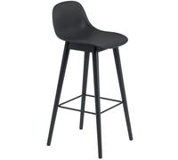 Muuto - Fiber Bar Stool Wood With Backrest 75 cm, Black - Black