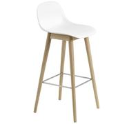 Muuto - Fiber Bar Stool Wood With Backrest 75 cm, Natural White / Oak - Oak