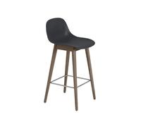 Muuto Fiber barstool with backrest 65 cm Black-dark brown stained legs