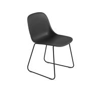 Muuto Fiber chair steel sled base plastic seat Black-anthracite black