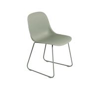 Muuto Fiber chair steel sled base plastic seat Dusty green-green