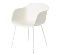 Muuto Fiber Dining Chair w. Armrests and Tube Base White