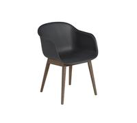 Muuto Fiber Dining Chair w. Armrests and Wood Base Dark Brown