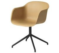 Muuto Fiber Dining Chair w. Armrests and Swivel Base Ocher/Black