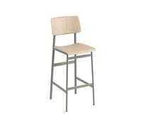 Muuto Loft barstool Oak-high-dusty green steel legs