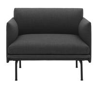 Muuto - Outline Armchair, Black Aluminium / Remix 163 - Dark Grey