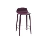 Muuto Visu Bar Stool With Wooden Base H65 Dark Plum