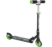 Muuwmi Aluminium Scooter - Kickscooter, 125 mm wheel size, ABEC 5 ball bearings, height adjustable, black-green, for kids and adults, City Scooter