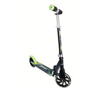 Muuwmi Scooter Neon - Aluminium Adult Scooter Kids Scooter with 180mm Wheels LED Light Wheels ABEC 5 Black & Green Foldable Height Adjustable Scooter for ages 8-12 Push Kick Scooter