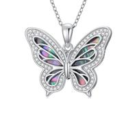 MUUYON 925 Sterling Silver Butterfly Necklace Abalone Shell Necklace Jewellery Gift for Women