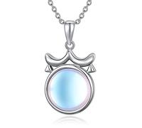 MUUYON Libra Moonstone Necklace 925 Sterling Silver Horoscope Pendant Necklace for Women Girls